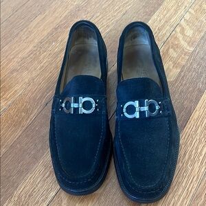 Salvatore Ferragamo Black Suede Loafers